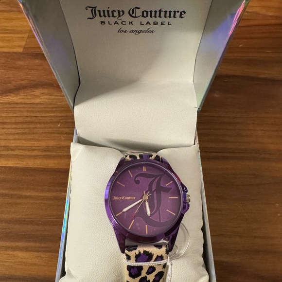 Juicy Couture Accessories - Juicy Couture Black Label Purple Leopard Watch - NIB needs new battery
